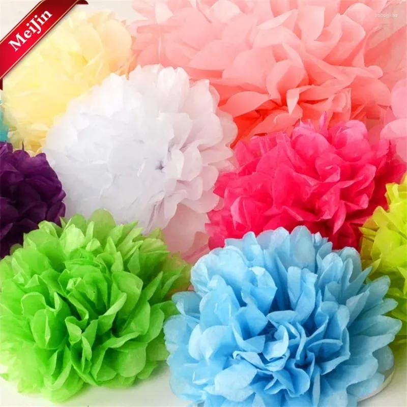 Fleurs décoratives 15/20 cm Papon de tissu de tissu Pom Pom Boules de fleur pour la salle de mariage Décoration de fête des fournitures artificielles 5Z