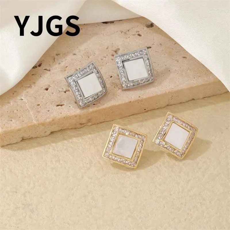 Boucles d'oreilles YJGS Retro Niche Lumière Luxury Square Zircon Tempérament féminin Tempérament haut de gamme Pantal