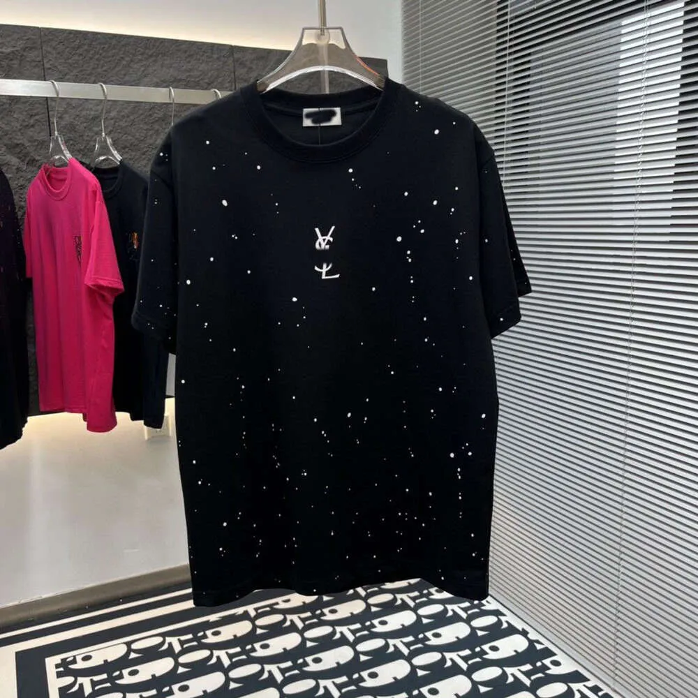 Designer Luxo Laurents Classic 2024 verão nova tendência confortável letra completa letra de estrela impressão casual rount redonda de manga curta de manga curta para homens e mulheres