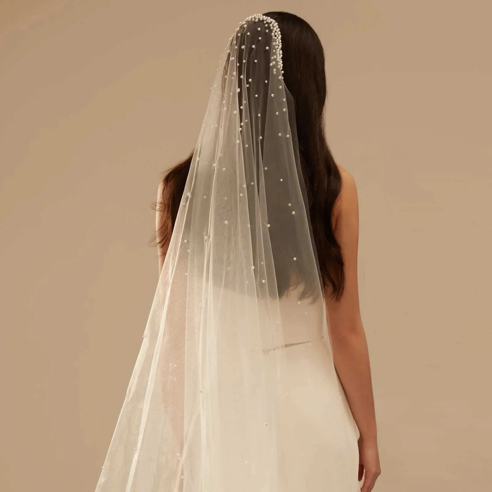 Gioielli V172 Perle Veli da sposa 1 livello Velo di perline con pettine Accessori per capelli da sposa per spose eleganti Morbidi_voghion.com