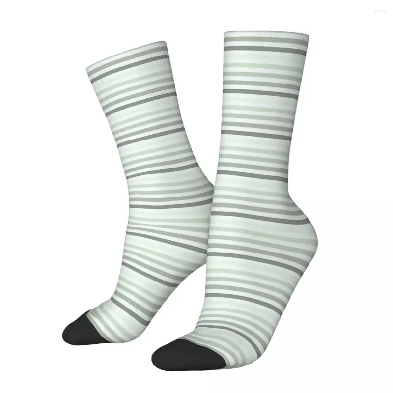 Men's Socks Green Mint Stripe Male Mens Women Winter Stockings Polyester