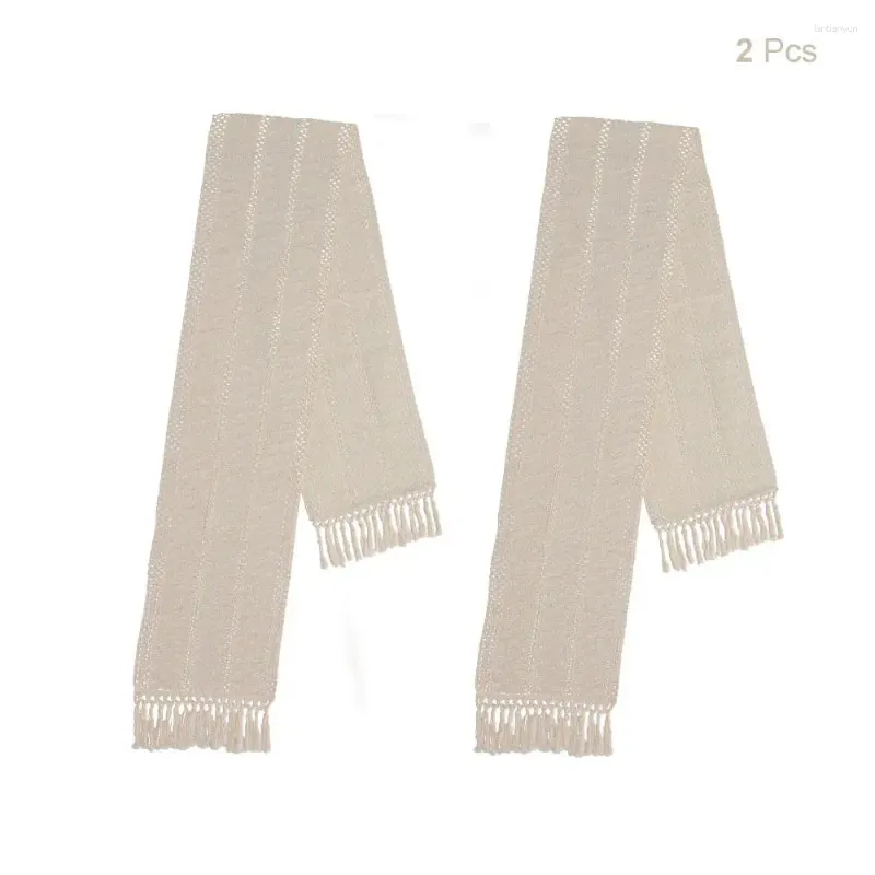 Table Cloth With Knoted Tassels Runner 72 Inch Long Handmade Farmhouse Tablecloths Cotton And Polyester Beige Cover Kitchen