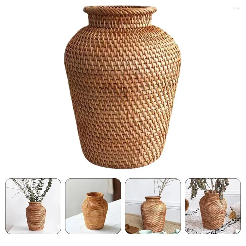 Vases Rattan Vase Rustic Wedding Decor Woven Flower Flower Planter Flowerpot Desktop Mandmade Séché Séché