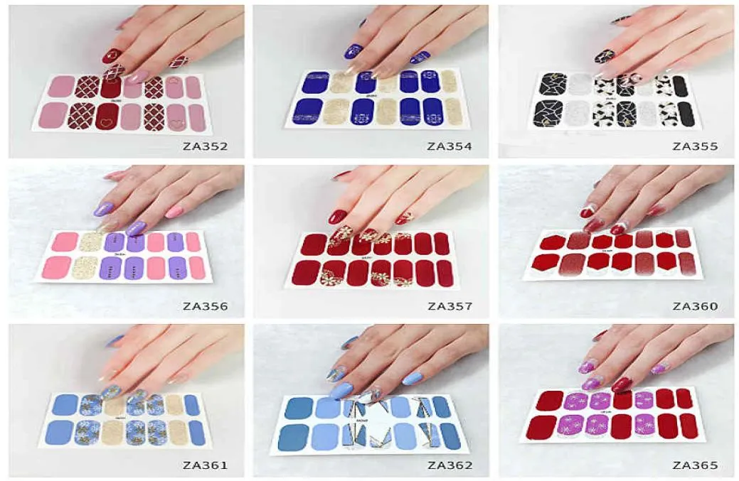 Fashion 14 TIPS Nail Autocollants Feuille 3D Ordinage Ordinage Vintage Faux Nails autocollants pour femmes Girls3586589