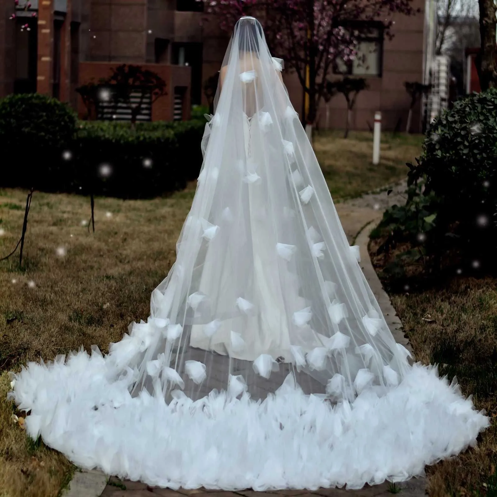 Wedding Veil Cathedral Length Soft Bridal Illusion With Comb_voghion.com