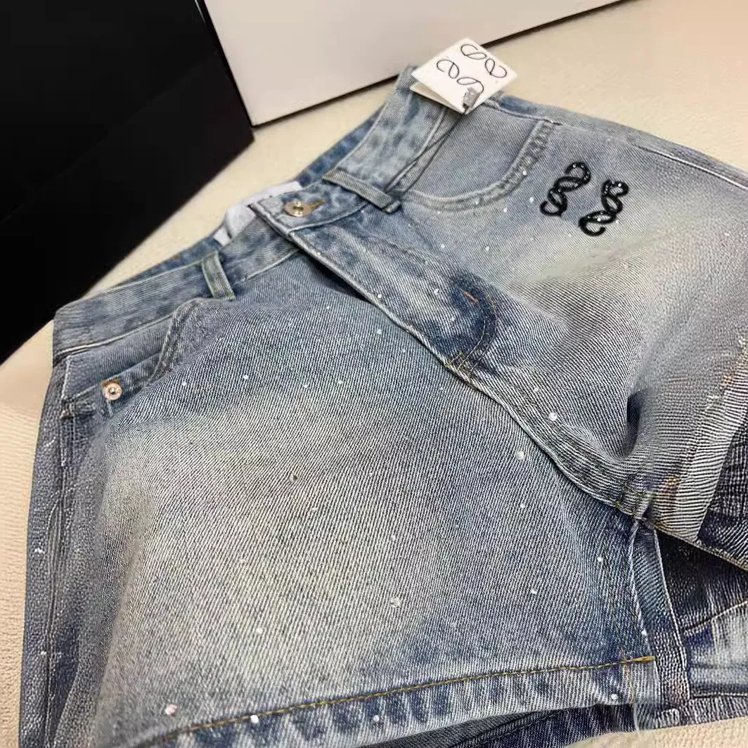 Shorts féminins vêtements nouveaux lourds industrie chaude à chaud poche diamant brodée lo wee hauteur taille slim short pour femmes