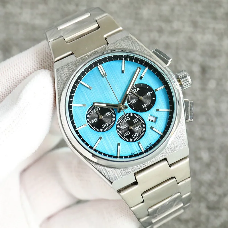 Mens Watch Swiss Quartz Movement Prx Wristwatch All Dial Work Chronograph Topwatch rostfritt stål Rem Designer Watches Waterproof Analog Clock Montre de Luxe