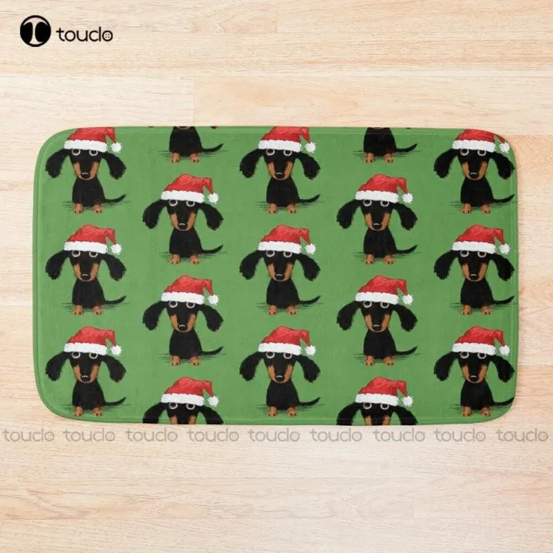 Bath Mats Doxie Clause Santa Dachshund | Rolig wiener hund julmatta badrum