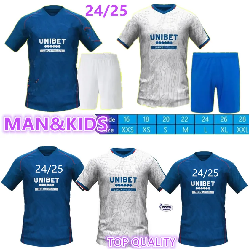 24 25 Rangers Soccer Jerseys 2024 2025 Away Glasgow Colak Roope Lundstram Hagi Barker Morelos Tavernier Kent Tillman FC Fashion Jr Football Shirt Men Kids Kit Kit Boys