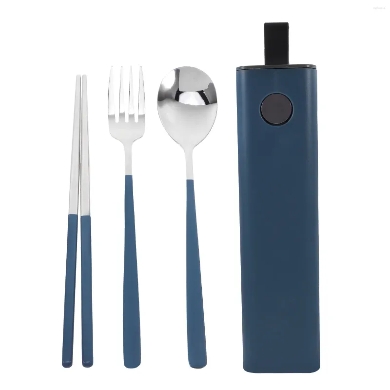 Geschirrsets Outdoor -Tabellengeschirr Set Camping Castlery Travel Utensils tragbare Kit -Stäbchen -Hülle PP mit