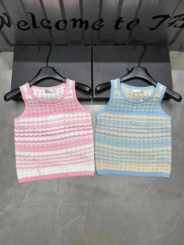 Women Knits Tank Top Designer broderi Väst ärmlös andas stickade tröjor Kvinnor T -skjortor Suit Sticked Ladies Tees Tops