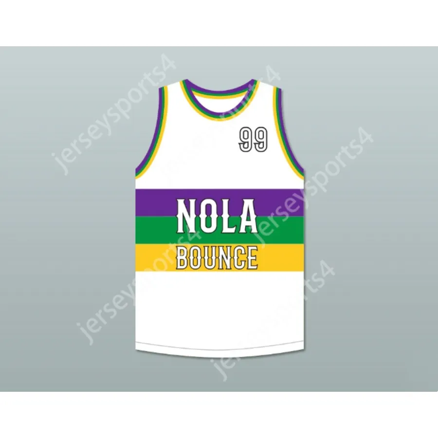 Anpassat alla namn alla team Big Freedia 99 NOLA Bounce White Basketball Jersey All Smined Size S-6xl Top Quality