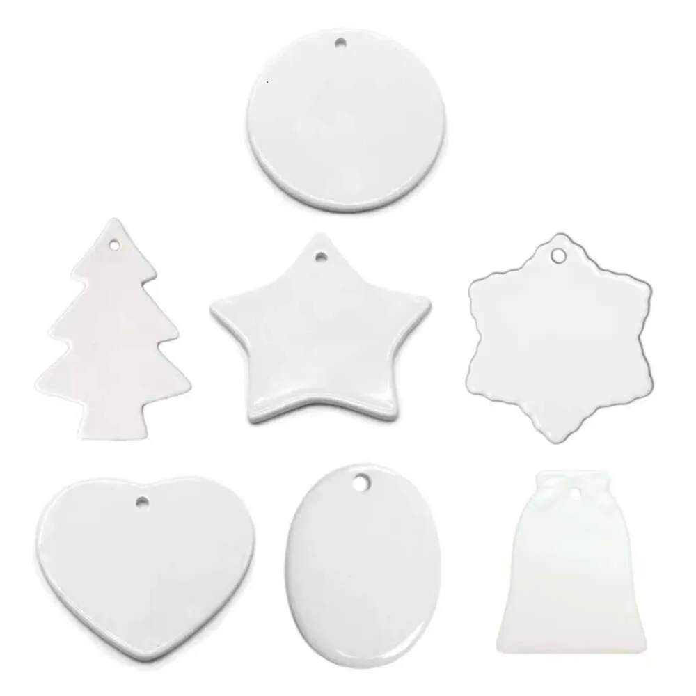 Ozdoby cala świąteczne sublimacja 3 ceramiczny wisiorek świąteczny dekoracje drzewa Dwustronne wydruk transferu ciepła z liną