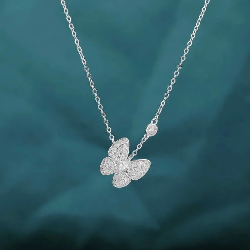Designer Necklace Vanca Luxury Gold Chain S925 Silver Full Diamond Butterfly Necklace Simple Aesthetic Butterfly Shape Clavicle Chain Women