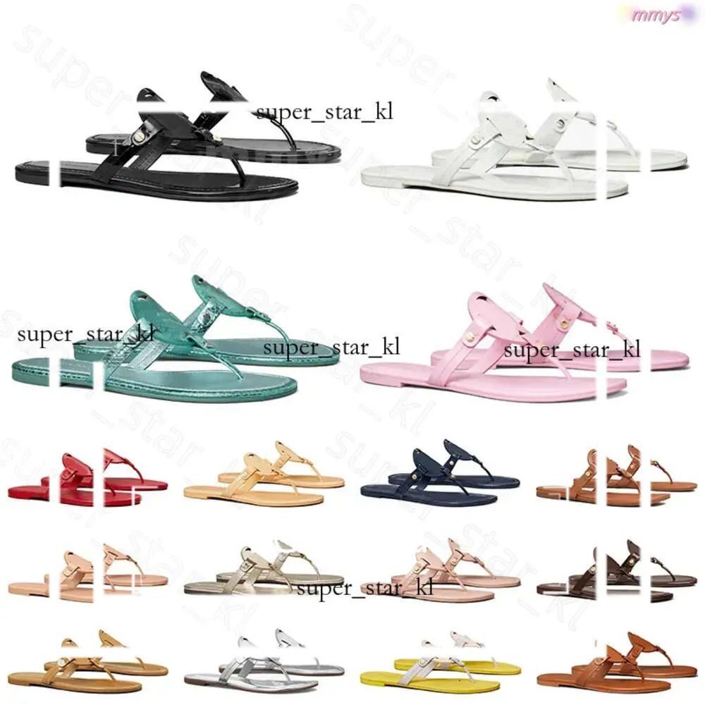 Nouvelles chaussures de femmes laquées TB Bright Slippers Flip Flip Flip Female Place Slippers Feme Rubber Soft Sohes Portez des pantoufles de mode Femme Designer Miller Sandals 784