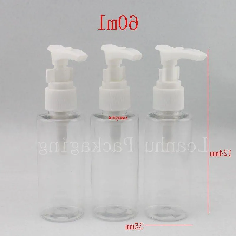 Beyaz pompalı plastik konteyner makyajı ile aile kişisel bakım için 60ml net colered şekil kozmetik losyon şişesi