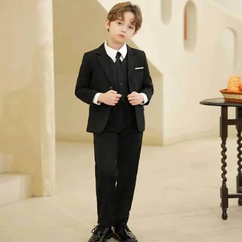 Suits School Children Performance Dance Show Costume Kids Black 007 Piano Party Clothing Set Boys Graduation Ceremony Photograph Suit