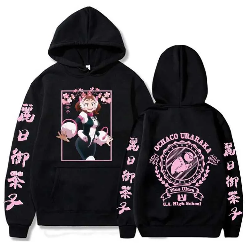 Erkek Hoodies Sweatshirts Anime Benim Kahramanım Akademisi Ochaco Uraraka Grafik Baskı Kapşonlu Artı Beden Hoodie Kadın Sweatshirts Hareajuku Kadın Külot Giyim T240510