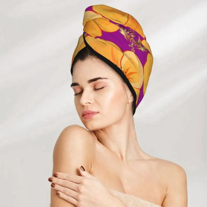 Handtuch Mädchen Haar trocknendem Hut blühen Kosmosblüten und Goldblätter Kappe Bad Mikrofaserzeiger Absorption Turban