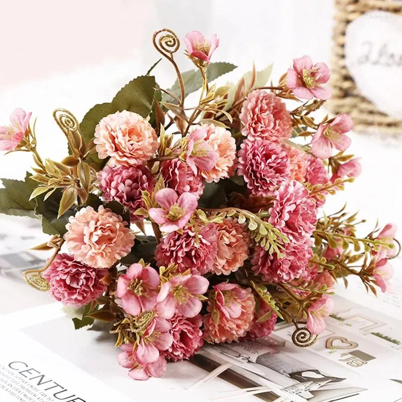 Fleurs décoratives 30 cm Bouquet artificiel lilas 6 têtes Fausse fleur de soie pour la cérémonie de mariage décoration décoration de jardin décoration