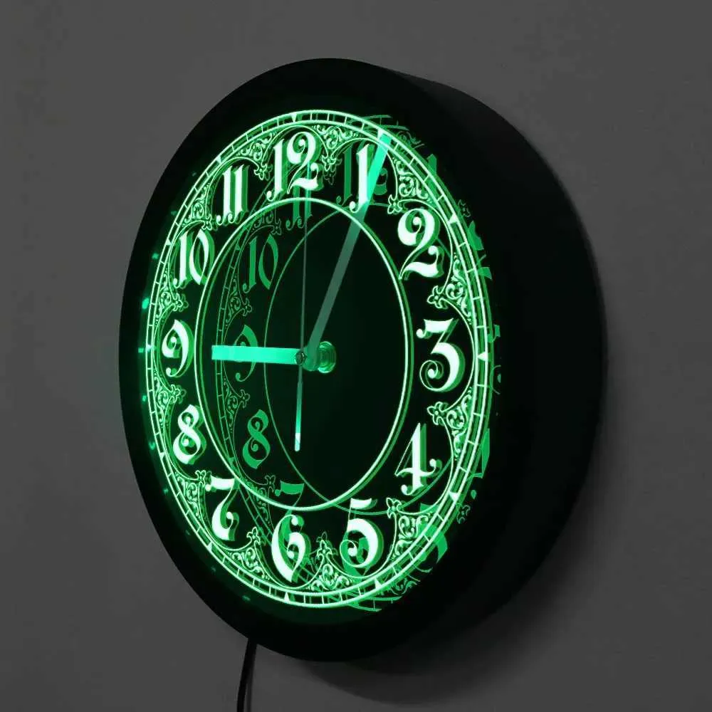Duvar Saatleri Modern Stil LED Duvar Saati Ev Dekoru Arap Sayıları Vintage Tasarım Işıklı Duvar Saati LED Duvar İşareti