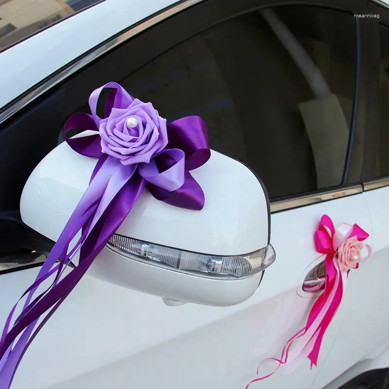 Fiori decorativi yomdid 4pcs maniglie porte multicolore bellissima decorazione per auto da matrimonio retroviso