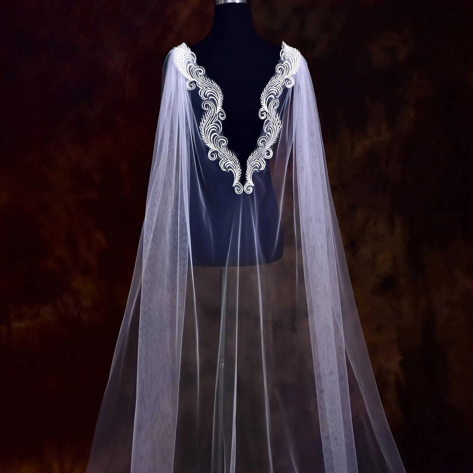 Gioielli per capelli Donna VG85 Mantelle Velo Lungo Cattedrale Mantello da sposa Accessori da sposa per la sposa Bolero Scialle da sera morbido_voghion.com