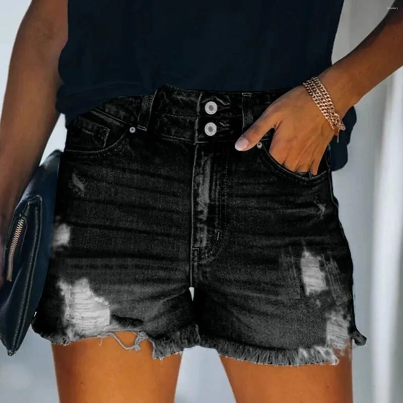 Short féminin mode coréen déchiré en denim Summer femme 2024 jeans de taille high de la taille mince et pantalon féminin