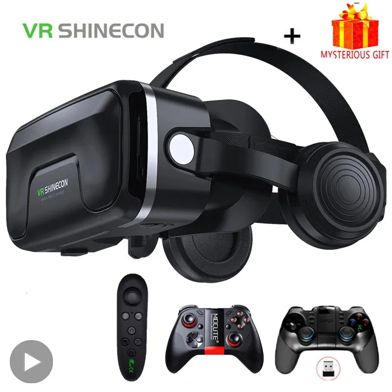 Shinecon Viar 3D Virtual Reality VR Lunettes Apprents de casque Casques Lenses Horggles Smart pour le smartphone Téléphone avec contrôleurs 240506