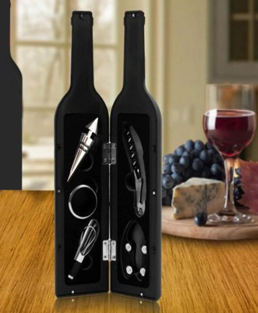 Wine Bottle Corkscrew Accessory Set Wine Tool Set Novelty Bottle Shaped Holder Perfect Hostess Gift Bottle Opener6420983