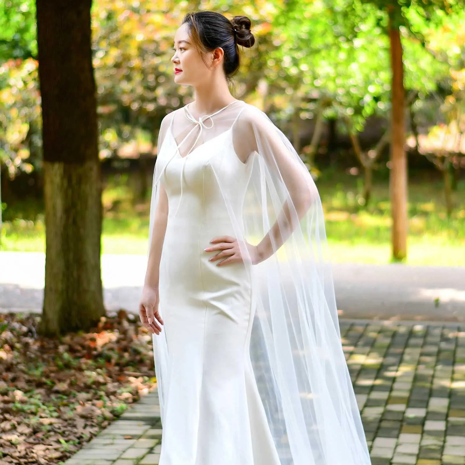 Gioielli per capelli da donna VG16 lungo mantello da cattedrale, velo, giacca, mantello, semplice, bolero, da sposa, morbido, in tulle, scialle, matrimonio_voghion.com
