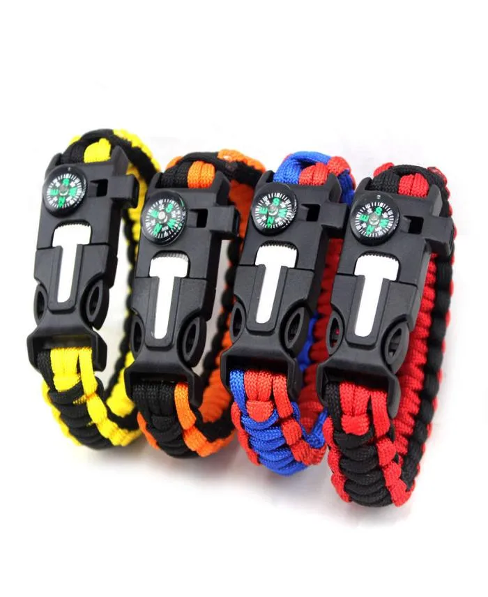 Camping Corde en corde extérieure Multifonctionnel Compasse Flint Hand Woven Survival Bracelet3990834