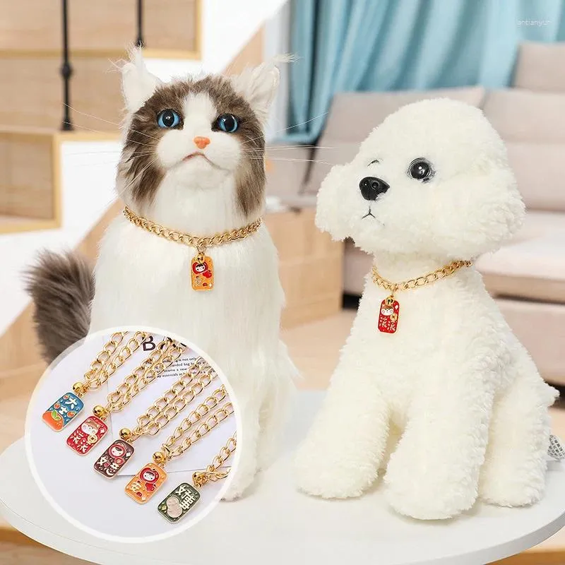 DHgate Cartoon Gold Pet Collar for Cats and Dogs Cute Tag Pendant Necklace Jewelry for Holiday Party Supplies Pet Supplies