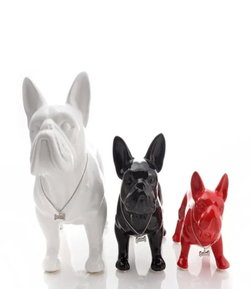 かわいいセラミックフレンチブルドッグ犬像の家の装飾クラフトルーム装飾犬飾り磁器動物用品装飾7607872