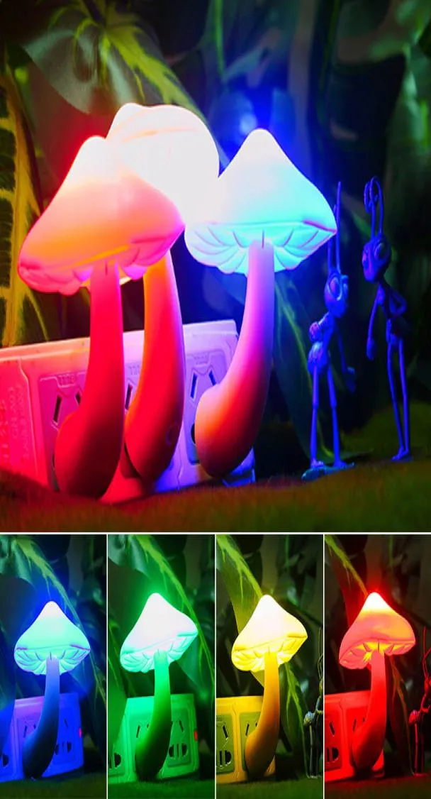 Renkli Enerji Tasarrufu Mantar LED Gece Işık Sensörü Kontrol Lambası Başucu Duvar Noel Okulu Hediyesi Dec6105418725