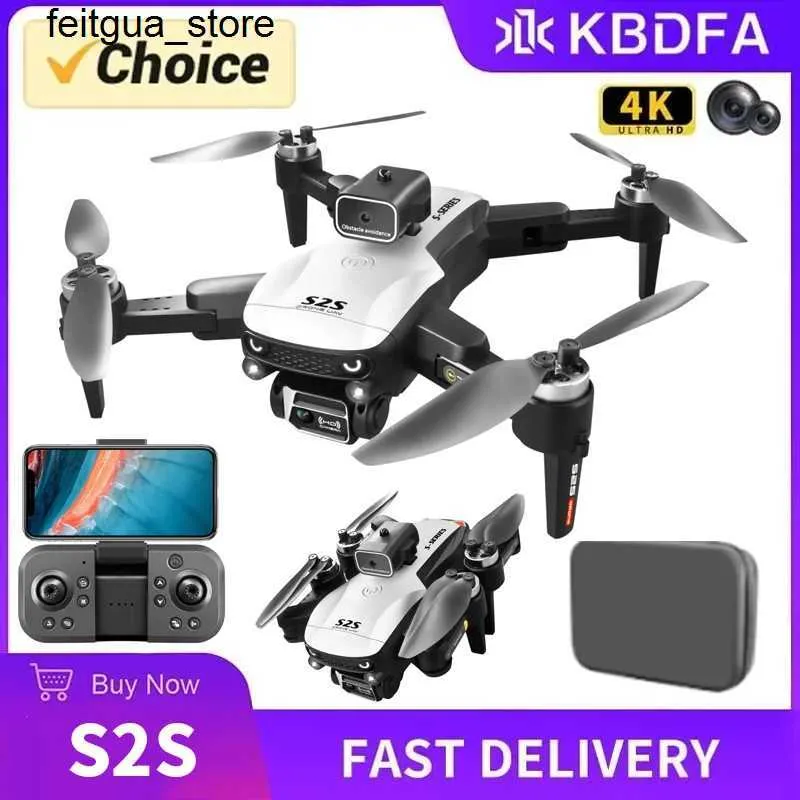 Drones KBDFA S2S Drone Professional Dual HD Camera Aerial Photography FPV Helicopter Obstacle Avoidance Folding RC Four Helicopter Toy Gifts S24513