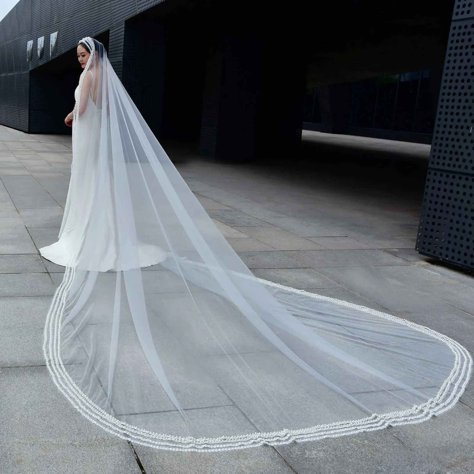 Gioielli per capelli Velo extra lungo lunghezza cattedrale Velo da sposa in rilievo 3M Veli larghi con pettine Accessori da sposa V159_voghion.com