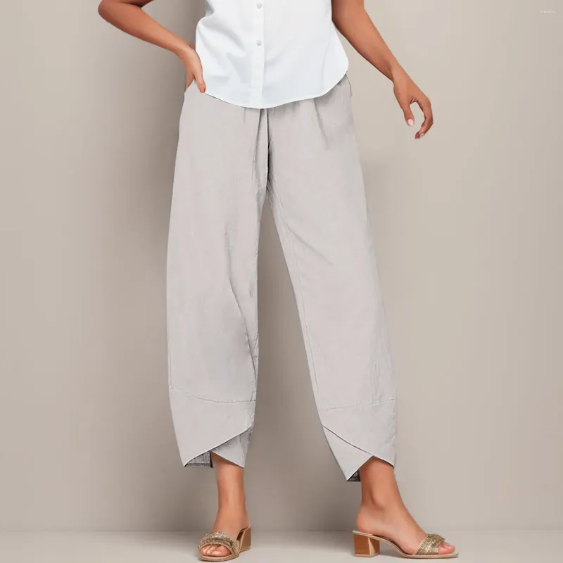 Pantalones para mujeres verano algodón casual de algodón pantalones recortados