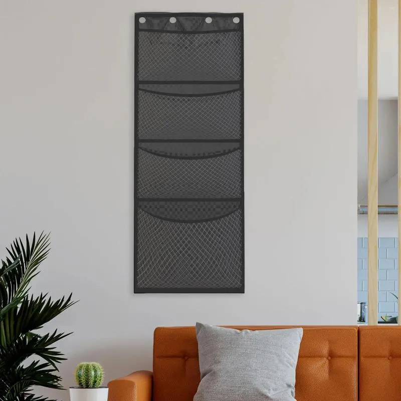 Storage Bags Hanging Mesh Breathable Organization With 4 Large Pockets Durable For Bedroom Closet Wall