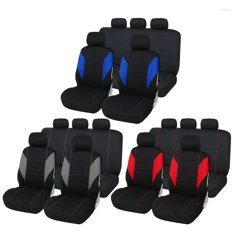 Couvre-siège d'auto 9pcs / ensemble Universal Automotive Low Back Front Airbags compatibles Banc divisé compatible Tottoir en mousse plate