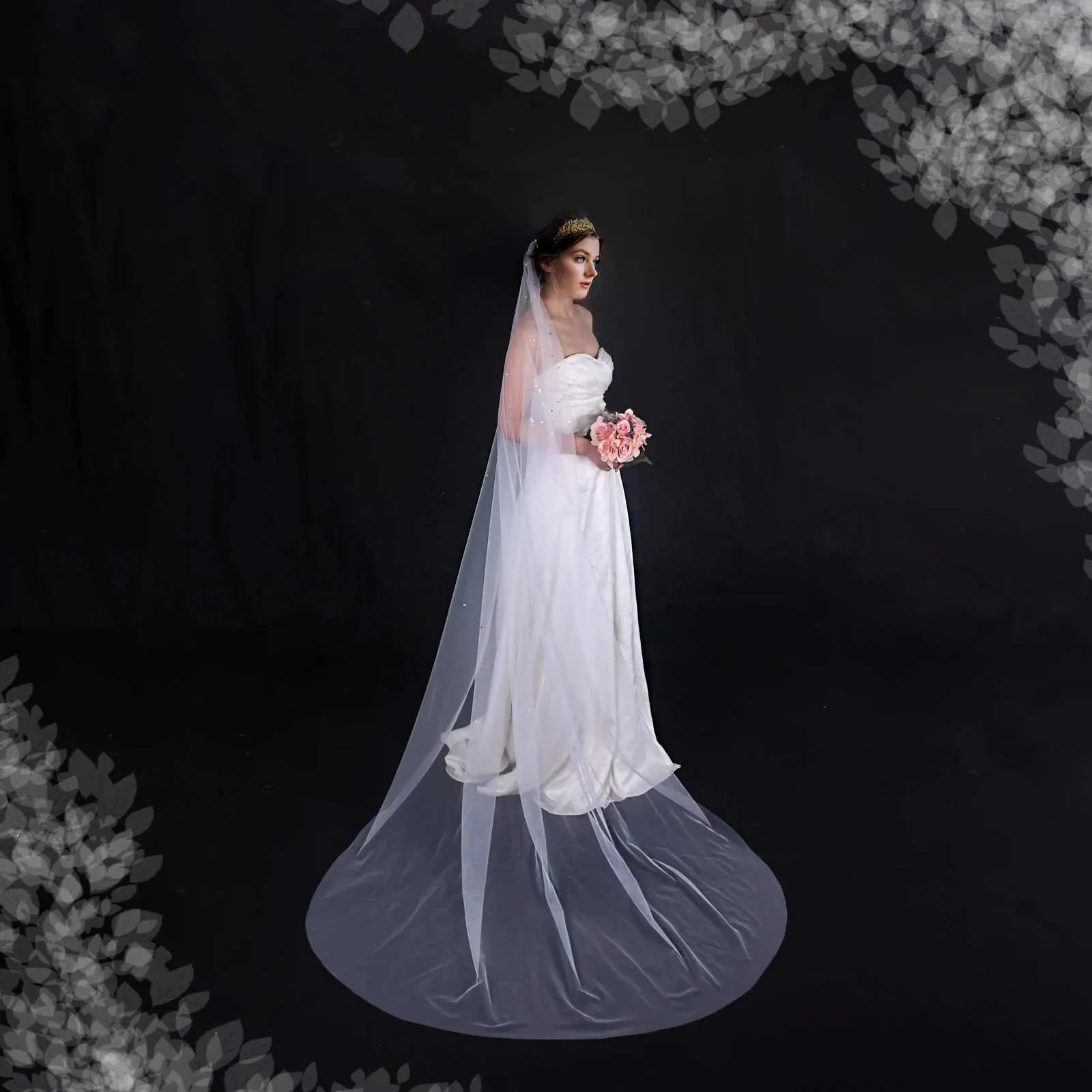 Gioielli per capelli V178 Veli da sposa con perline e cristalli, 1 strato, in tulle morbido con pettine, accessori da sposa per la sposa_voghion.com