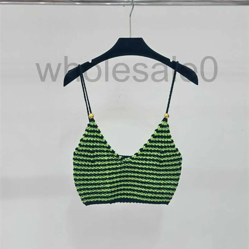 Camisoles & Tanks designer Fashion Women's High Edition 24 Summer New Style with Decorative Stripe Hand Hook Weaving Sexy Strap Bra Vest 74E6