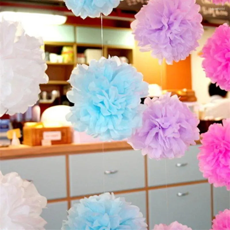 Dekorativa blommor 10st 20 cm Tissue Paper Pom Poms Artificial Flower Ball For Home Decor Birthday Wedding Decoration Party Supplies