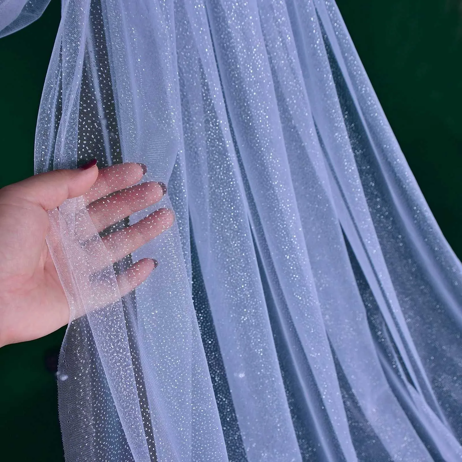 Bridal Cape Veil For Women Sparkling Wedding Shawl Hair Accessory_voghion.com