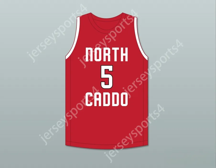 Custom nay Youth / Kids Robert Williams III 5 North Caddo High School Titans Basketball Red Jersey 2 Top cousé S-6XL