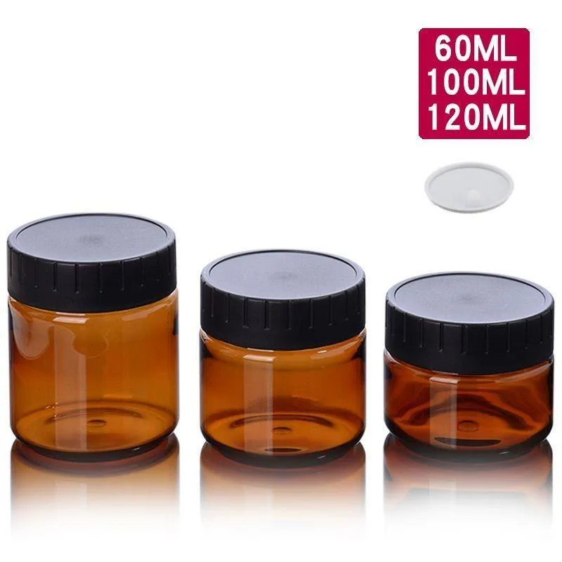 Amber Pet Plastic Cosmetic Jars Face Face Hand Lotion Cream Bottles with Black Vis Cap 60 ml 100ml 120 ml EJPOQ WRRUG