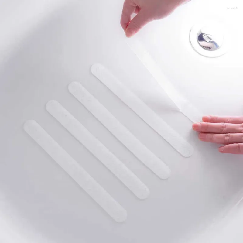 Alfombrillas de baño 12 PCS PASOS DE LA ESCAPA ANTI-SLIP PELQUEZA IMPRESIONANTE Transparente Long Strip Almo