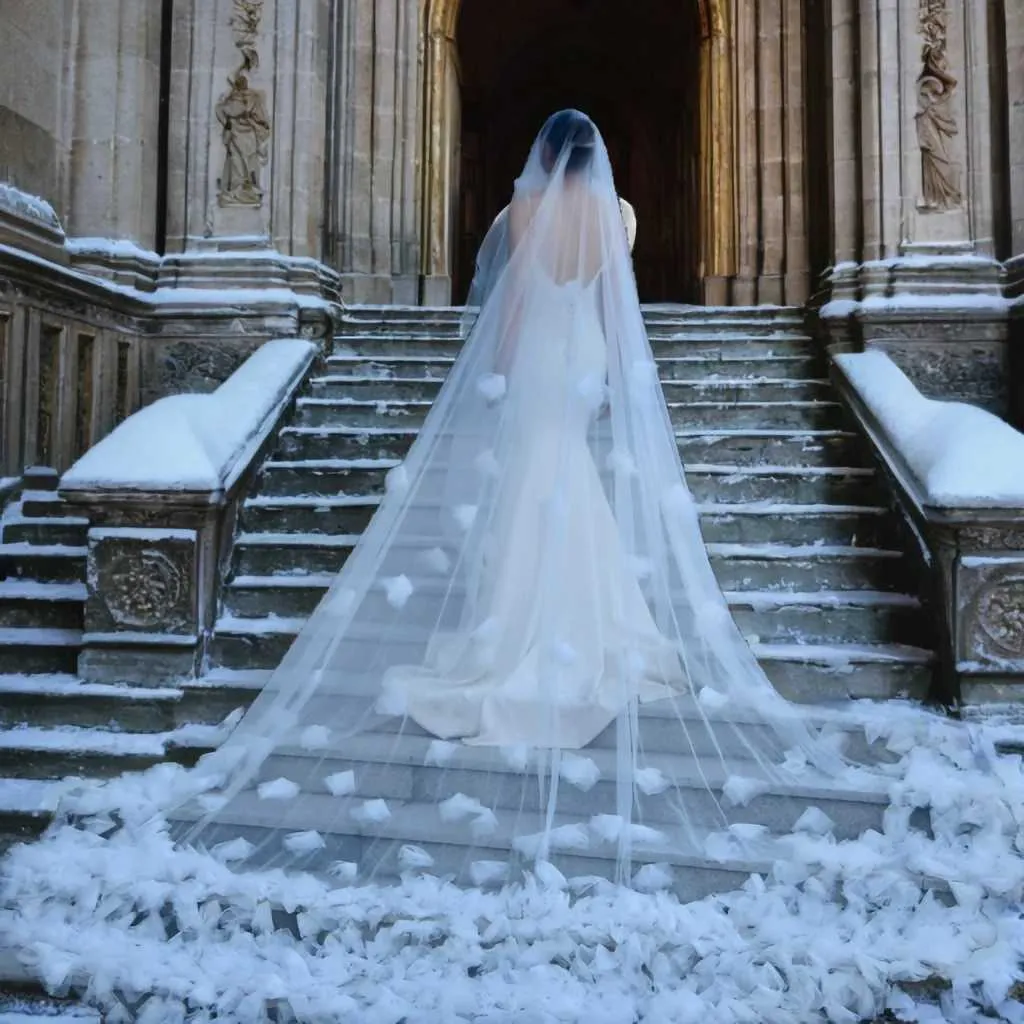 Hair Jewelry 2 Tier Romance Wedding Veil 5M Long Cathedral Style Soft Bridal Illusion with Comb Bride Accessories V126_voghion.com