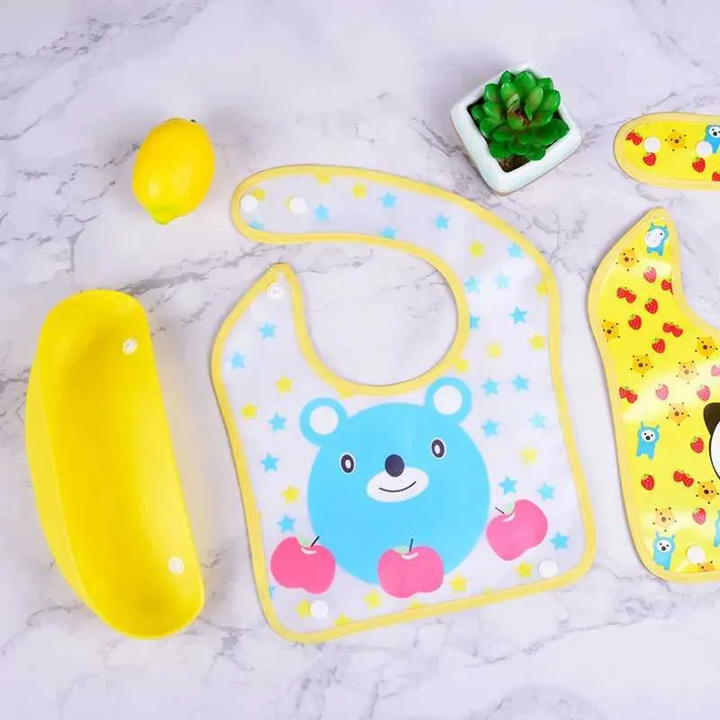 5I15 brsettoli panni da astuzia sacca di riso staccabile bavaglino imita silicone impermeabile adatto ai bambini neonati di stoffa da cartone animato alimentazione regolabile del bambino D240513