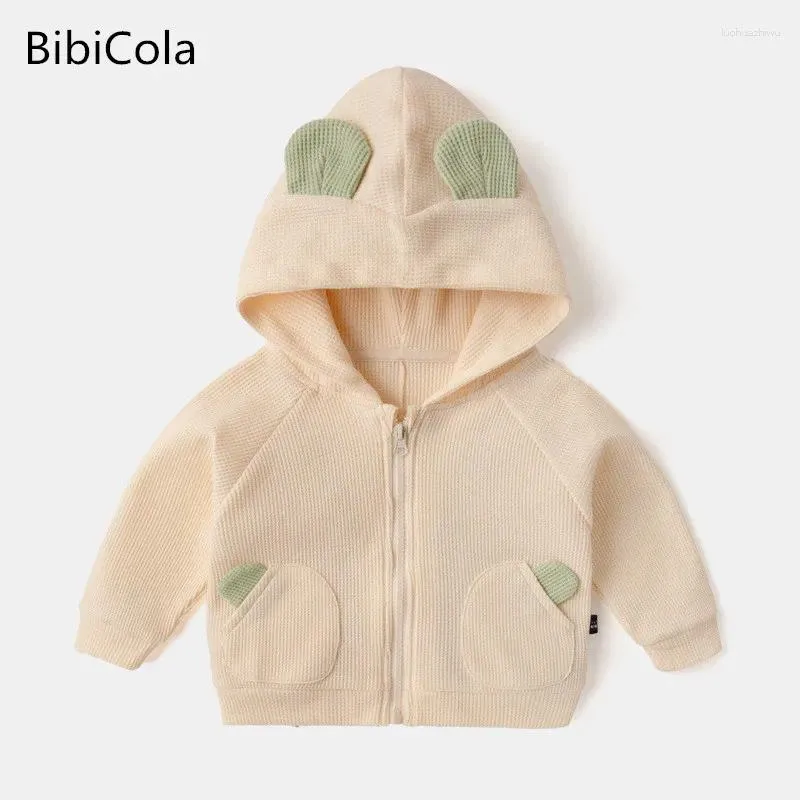 Giacche 2024 Spring Autumn Infant Baby Boys Girls Coats Giacca con cappuccio da cartone animato per bambini Spaccature carine per bambini